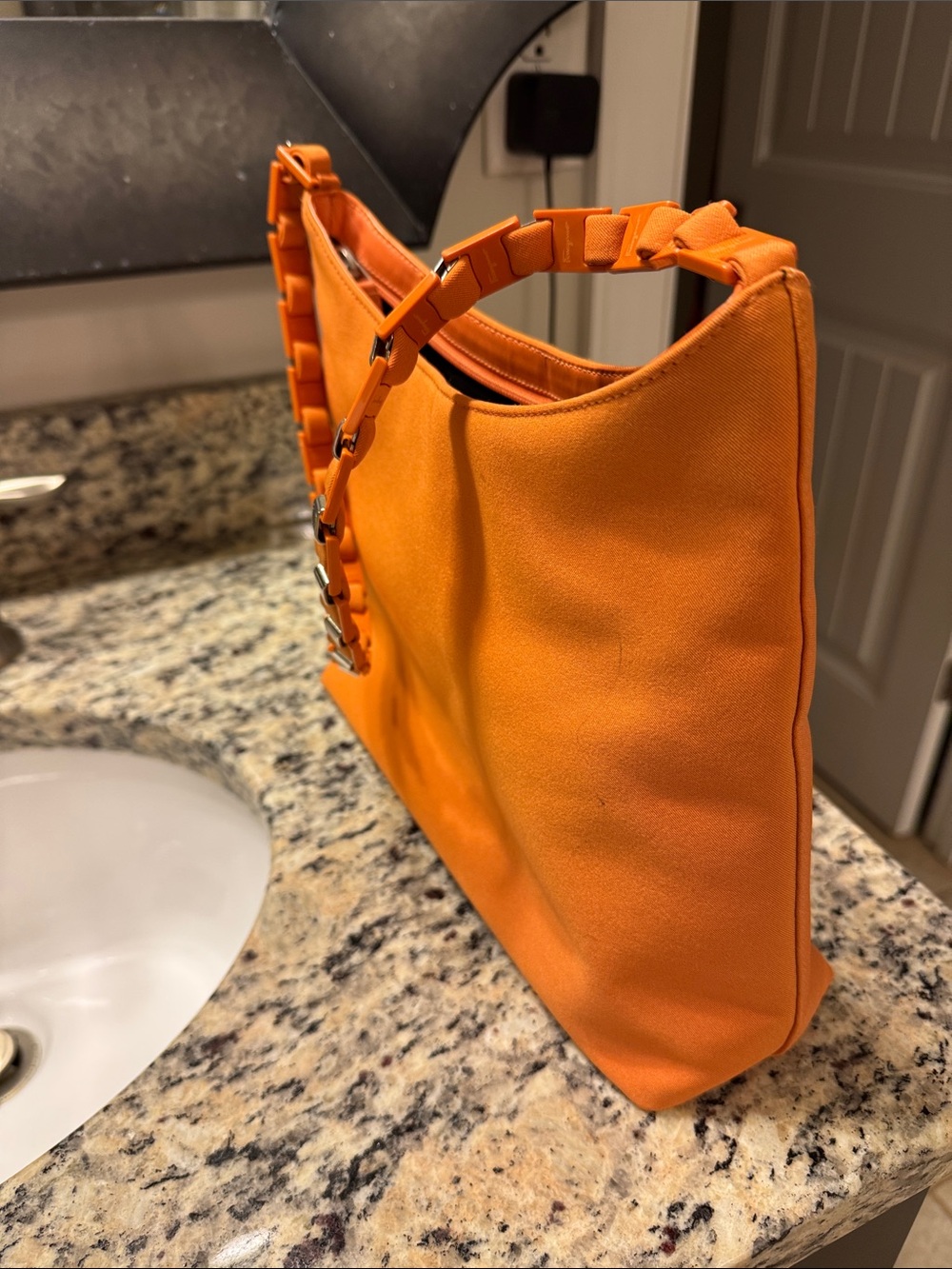 Ferragamo Orange Shoulder Tote Handbag - Picture 11 of 11